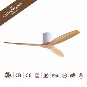 52 Inch Modern Flush Mount Ceiling <b>Fan</b> No Light White Ceiling <b>Fan</b> with 3 Solid Wood Blades for Living Room Bedroom - Product Image 5