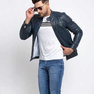 2024 Men's Casual Winter <b>Jacket</b> Customized <b>Thin</b> Cow Skin Stand Collar <b>Waterproof</b> Breathable Windproof Fashionable Motor Biker - Product Image 4