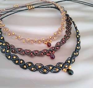 สร้อยคอเงินวินเทจแบบปรับได้ ดีไซน์มาคราเม่ ประดับด้วยพลอยทรงหยดน้ำ เหมาะสำหรับเป็นของขวัญงานแต่งงานสำหรับวัยรุ่น - Product Image 1