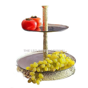 แท่นวางเค้กสำหรับงานเลี้ยงวันเกิดแฟนซีดีไซน์ทรงกลมทำจากโลหะอะลูมิเนียมเคลือบทอง - Product Image 1
