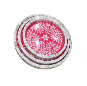 <b>Food</b> Serving Platters Wooden and Mother of Pearl Work <b>for</b> Kitchen Organizer Dinnerware Platters - Product Image 4