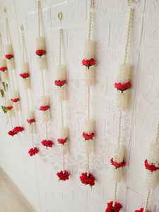 Guirlande de fleurs roses artificielles faites à la main avec perles tentures murales perles Latkan pour la décoration de la maison Diwali & Festivals décoration - Product Image 2