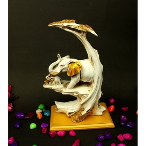 White Resin <b>Elephant</b> Table <b>Decor</b> with Baby for Kids' Rooms Resin <b>Elephant</b> Decorative Showpiece - Product Image 3