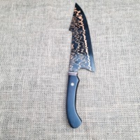 Couteau de chef professionnel fait main de haute qualité en acier inoxydable avec motif en cuivre, manche en ébène, lame de 8 pouces, ambidextre