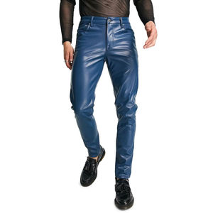 Nouveau Style 2025 Logo personnalisé complet hommes pantalon en cuir meilleure vente tenue décontracté couleur unie hommes pantalon en cuir - Product Image 1