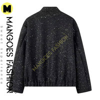 Veste matelassée brodée pour femme avec poches, ourlet extensible, nouvelle collection chic pour l'hiver, couleur noire, respirante, en toile de coton avec doublure en soie