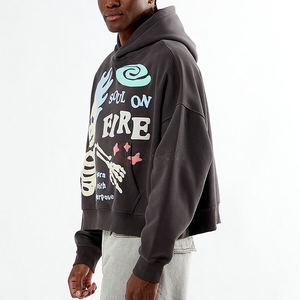 Sudadera con capucha personalizada para hombre de tendencia, manga larga, hombro caído, tela de algodón, ropa de calle, sudaderas con capucha, fabricante - Product Image 4