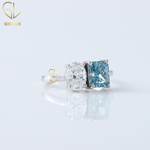 Nuevo último diseño Toi Et Moi Ring, 2CT White Oval & 2CT Blue Radiant Cut Labgrown Diamond Anillo de compromiso para mujer - Product Image 2