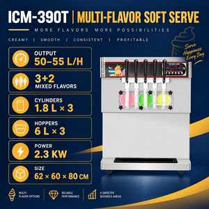 Machine à glace molle professionnelle 5 saveurs 50-55L/H, modèle de comptoir en acier inoxydable, 110V 220V ICM-390T - Product Image 3