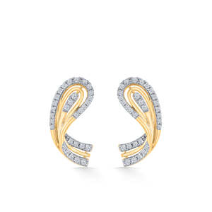 Aabhira Twirl 14k Gold & <b>Diamond</b> Stud <b>Earrings</b> with <b>Pearl</b>-Rose White or Yellow Gold-Trendy Engagement Jewelry - Product Image 1