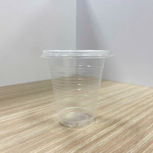 Quang Quan 85mm 280ml gobelets en plastique PP jetables à simple paroi à rayures transparentes avec couvercles pour tasses d'échantillons de sauce au lait de thé à bulles de jus - Product Image 6