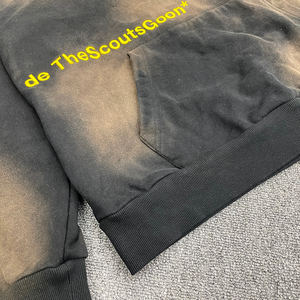 เสื้อมีฮู้ดสำหรับผู้ชายเสื้อมีฮู้ดผ้าฟลีซสีไล่ระดับสีสำหรับผู้ชายลายพ่นสีแนวสตรีทฮิปฮอป - Product Image 4