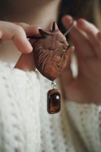 COLLIERS DE LISTE POUR FEMMES HOMMES NATUREL GRAND BOHO TRIBAL SONO Pendentif en BOIS sur cordon réglable Collier fait main - Product Image 5