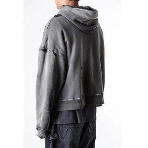 Sweat-shirts à capuche de haute qualité, à épaules tombantes, au design unique et élégant, en gros, personnalisés, délavés à l'acide, avec fermeture éclair, lourds - Product Image 4