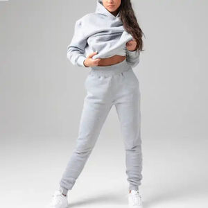 Pantalones de chándal informales de cintura alta para mujer, pantalones de chándal de color liso de alta calidad, ropa de calle gruesa de algodón, hechos a medida, venta al por mayor OEM - Product Image 2