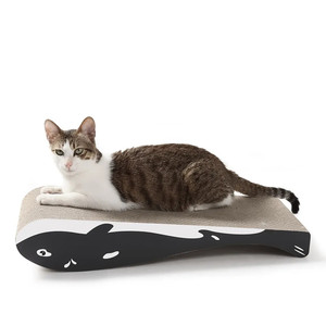 Rascador de gato de doble cara personalizado, papel duradero de alta densidad, forma de ballena, diseño curvo doble, juguetes para gatos y Mascotas - Product Image 1