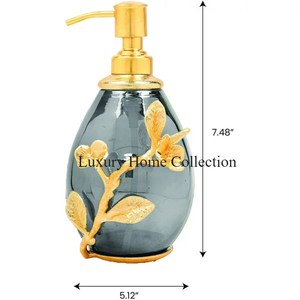 Exclusive Design Silver Shiny Polished Pump & Broken Glass Texture Superior Quality Hotel & Home Kitchen <b>Liquid</b> Soap Dispenser - Product Image 5