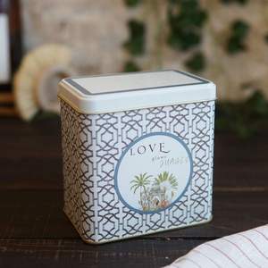 Caja de almacenamiento de metal con tapa deslizante rectangular de 80x120x120mm, capacidad de 1L, tema de la jungla tropical, un exuberante paraíso de naturaleza y vida silvestre - Product Image 2