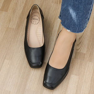 [JSHOE] Zapatos de Tacón Medio Cómodos de Piel de Oveja Genuina Hechos a Mano con Punta Cuadrada para Mujer - Product Image 2