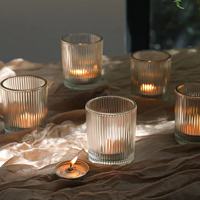 Nouveauté : Porte-bougies en verre transparent pour bougies chauffe-plat, idéal pour centre de table, décoration intérieure et fournitures de fête