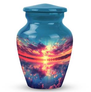 Puesta de sol sobre urnas de agua para cenizas humanas Metal para cenizas adultos personalizado para cenizas de mamá urnas funerarias urna conmemorativa - Product Image 1