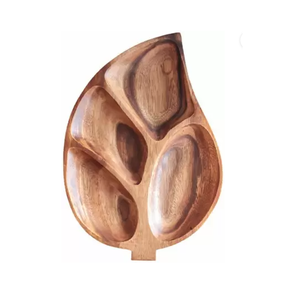 Grand plateau de service en bois d'acacia écologique Plateau à desserts au fromage en bois poli divisé pour les salades - Product Image 1