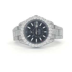Unisex Luxury Customized <b>Wrist</b> Watch Full Iced Out Black Dial Moissanite Diamond Bust Stainless Steel <b>Band</b> New Hip Hop Style - Product Image 1