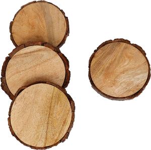 Posavasos cuadrados de madera de acacia hechos a mano, plato de té pulido y artesanías de madera, decoraciones de estilo amoroso - Product Image 3