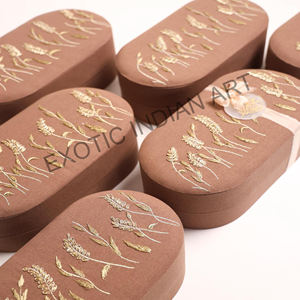 Best Seller Oval Shape Velvet Finish Rectangle <b>Box</b> Three Metal Bowls Elegant <b>Chocolate</b> <b>Packaging</b> for Special Occasions Gifts - Product Image 2