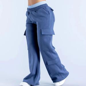 Pantalon de jogging évasé taille haute pour femme, avec logo personnalisé, nouveau, respirant, style vintage, cordon de serrage, effet éclaboussures, en molleton de coton, grandes tailles - Product Image 1