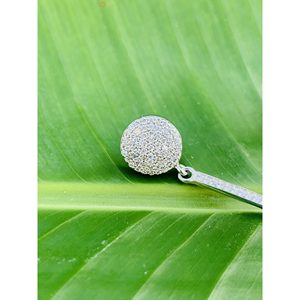 Avarta Sterling <b>Silver</b> Long <b>Dangle</b> <b>Earring</b> With Black American Diamond - Product Image 3