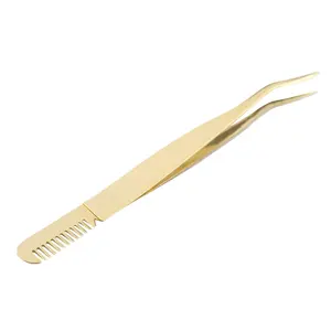 Stainless Steel Makeup Eye Lashes Tweezer Extension Tools Clip <b>Applicator</b> False <b>Eyelashes</b> Tweezers - Product Image 2