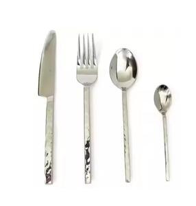 Couverts à manche martelé de luxe couteau en acier inoxydable fourchette et cuillère or argenterie mariage ensemble de couverts - Product Image 6