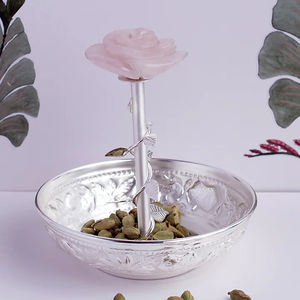 Luxury Silver Natural <b>Stone</b> & Brass Mouth Freshener Bowl Handicraft Metal Technique - Product Image 1
