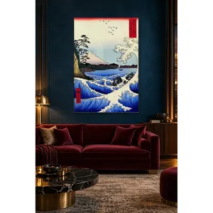 Fida Hiroshige Mont Fuji derrière les vagues Impression sur toile - Product Image 4