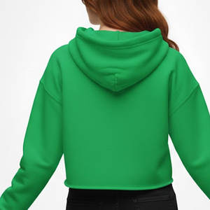 Haut à capuche court pour femme, hiver, OEM personnalisé, coupe décontractée, tissu polaire, broderie 3D, logo frontal, pour un look moderne de la rue - Product Image 6