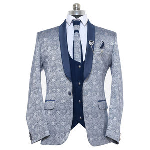 Moda caliente Slim Fit Blazer <span class=keywords><strong>2</strong></span> y 3 piezas conjunto boda Formal solapa en pico boda graduación esmoquin Casual hombres impreso vestido oficial - Product Image 4