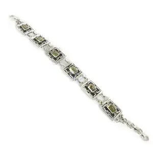 Joyería de Plata 925 con Citrino para Mujer, Brazalete de Cadena y Eslabones a la Moda - Product Image 1