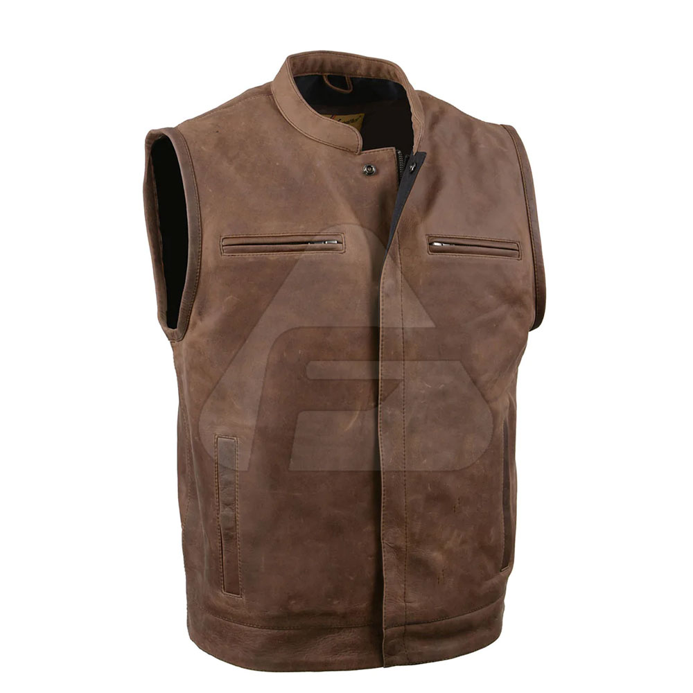 Custom Made Men Leather Waistcoat Best Selling Genuine Leather Waistcoat