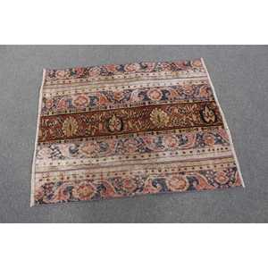 Alfombra Vintage de 3.1x3.8 pies, Alfombra Turca Pequeña, Alfombra de Lana Azul Ombré - Product Image 2