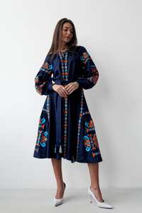 2024เดรสแขนยาววินเทจสุดชิคของผู้หญิงแฟชั่นฤดูใบไม้ร่วงใหม่พร้อมพิมพ์ลายดิจิตอลปักเดรสผู้หญิง - Product Image 6