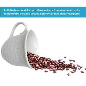 Set di 12 tazze da caffè in porcellana bianca da 80ml e piattini con decorazione Set di stoviglie per lavastoviglie e microonde - Product Image 3