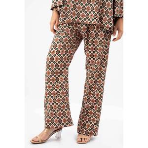 Conjunto de Traje de Lino Estampado de 2 Piezas sin Costuras para Mujer, Color Naranja - Product Image 1