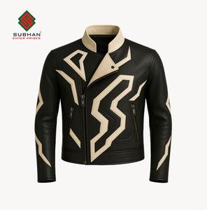 Blouson aviateur en cuir synthétique, hiver, décontracté, fermeture éclair, col mandarin, uni, service OEM - Product Image 1