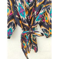 Damen Kurze Vintage Festival Mode Handgefertigte 100% Baumwolle Schlafbekleidung V-Ausschnitt Kordelzug Atmungsaktiv Kantha Gesteppt