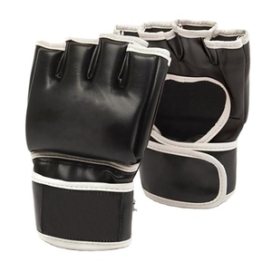 Guantes Profesionales de MMA y Kick Boxing de Cuero de Alta Calidad, Transpirables, Medios Dedos/Sin Dedos, Absorben la Humedad, Cierre de Velcro - Product Image 1