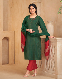 Latest Designer Hand Work Embroidered Fabric <b>Kurti</b> & Bottom with Printed Dupatta for Party Collections - Product Image 6