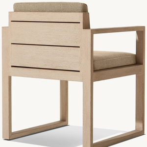 Chaise individuelle en teck robuste et durable pour l'extérieur, équipée d'un coussin en mousse souple pour s'asseoir. - Product Image 2