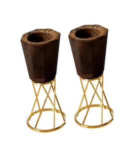 2pcs Octagon <b>Candle</b> Holder Cone Incense Holder Wood Decor Black sconces Christmas <b>Candle</b> Stand Candlestick Holders <b>tealight</b> Wax - Product Image 1