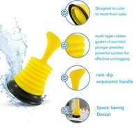 Penyedot Sumbatan Saluran Air Mini Kompak Ramah Lingkungan dengan Gagang Ergonomis Bahan PE/PVC Kuning/Hitam